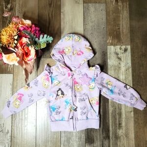 Disney Princess Size 4T Toddler Girl Purple Princess Hooded Zip-up Jacket